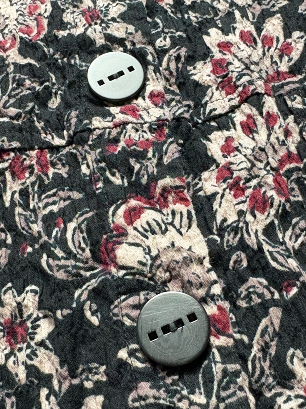 Habitat Floral Block Print Flounce Jacket M Black Crinkle Cotton Style 48745 - Picture 4 of 12